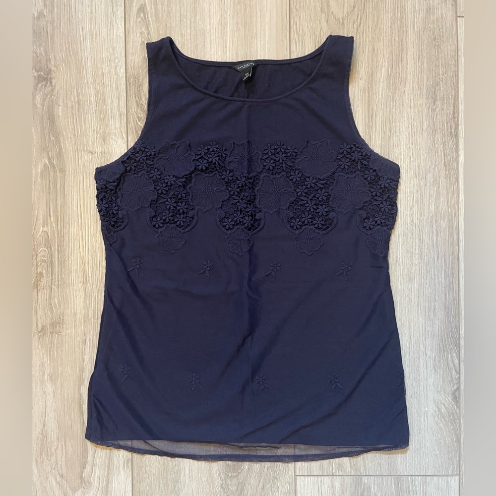 Ann Taylor Tank Top with Lace, XS